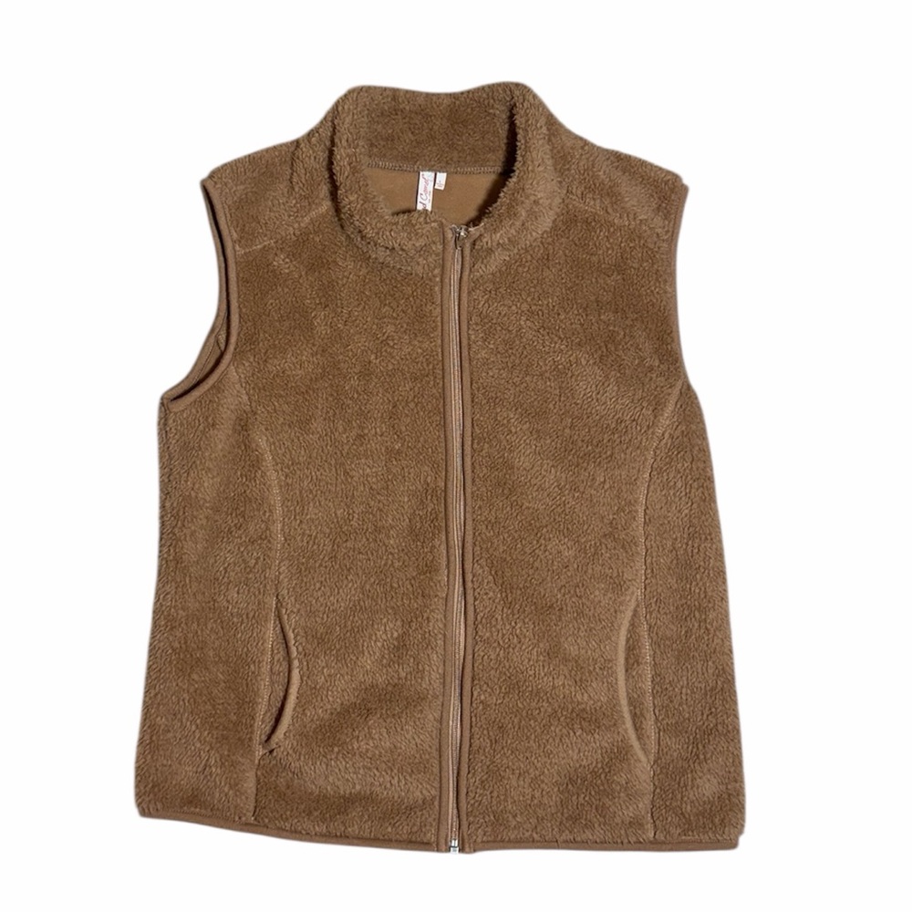 Brown women’s Fleece Zip-Up Vest size Large